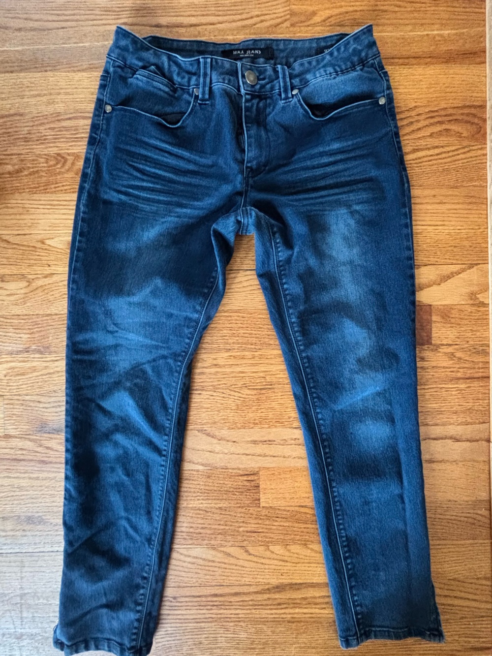 Max Jeans Dark Blue Denim Jeans with Zipper Accent